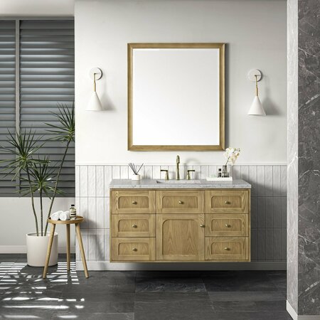 James Martin Vanities Laurent 48in Single Vanity, Light Natural Oak w/ 3 CM Eternal Jasmine Pearl Top 545-V48-LNO-3EJP